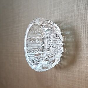 Vintage Cut Crystal Salt Cellar, Star burst, Zipper Pattern